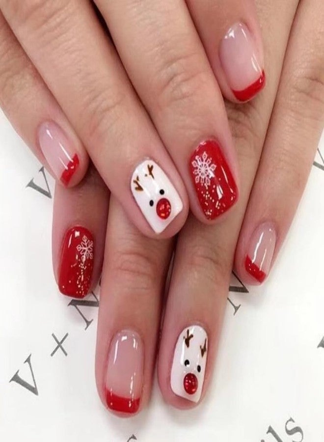 CTTHNBD 6 Packs (144 Pcs) Christmas Press on Nails - Square, Red, Short, Medium, Snowflake False Nails - Glue on, Fake, Stick on Nails for Women - 12 Sizes, 6 Styles - Image 2